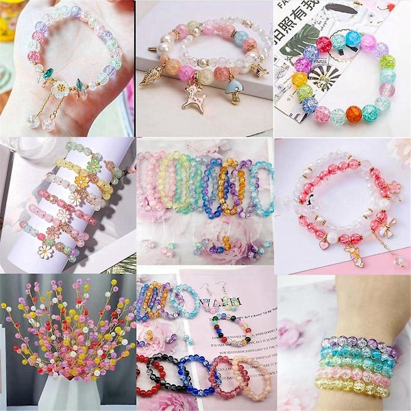 480 st Crackle Glaspärlor 8mm Kristallpärlor Glas Runda Pärlor Ädelstenspärlor Armbandspärlor Lösa Distanspärlor