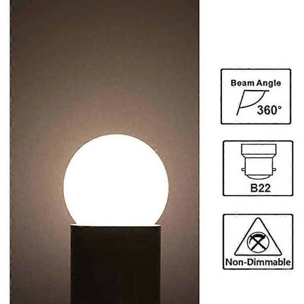 10-pack B22 G45 LED-globlampor 3W Varmvitt 3500K Ej dimbar [BT]