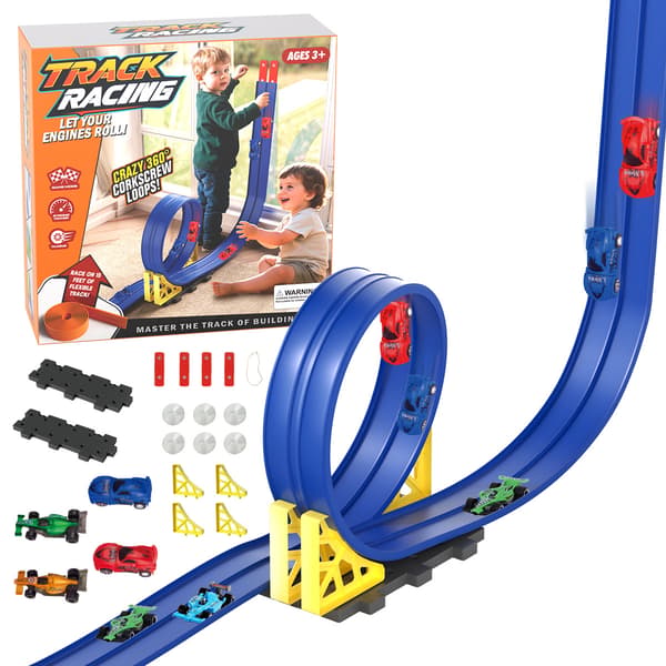 DIY Racingbana i aluminiumlegering – Gravitationsdriven racerbana med bilar (5M Orange Version) 5-meter orange