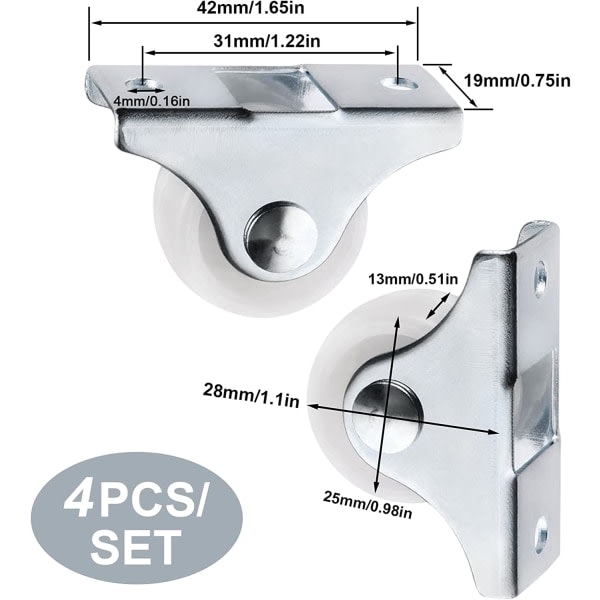 4 snabba hjul 25 mm plastmöbler ersättningshjul direkt