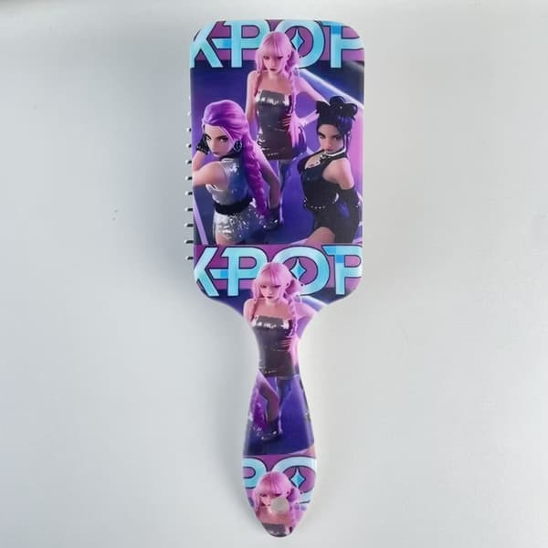 K-Pop Print Luftpute Hårbørste, Hodebunnsmassasje Flokeløsende Kam for Hårstyling E