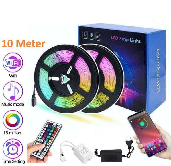 Joustava 10m RGB LED-nauha / Valosarja / LED-nauha Bluetooth APP Multicolor multifärg