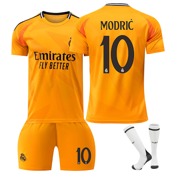 24-25 Real Madrid Bortefotballdrakter Barn Fotballsett Nr.10 Modric No.10 Modric 18