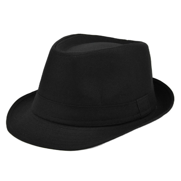 Elegant Fedora Hat Herra Klassikko Muoti Panama Fedora Hat Retro Lyhyt Reuna Jazz Hat Gentleman Talvi Hat Isän Päivälahja 56-58cm (Musta)