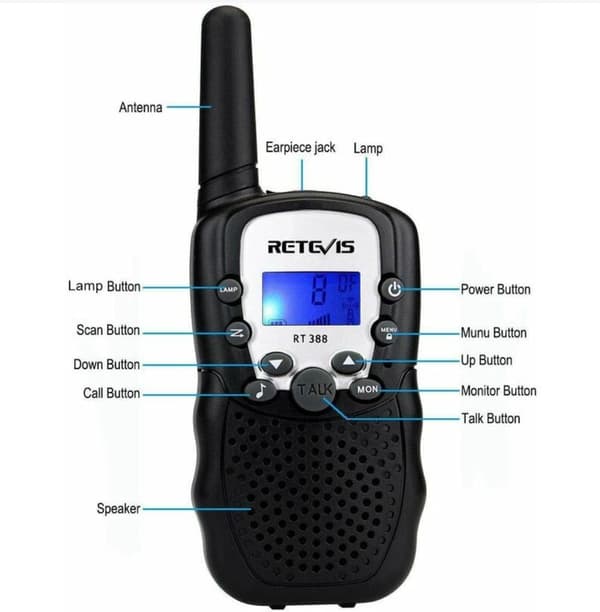 Lasten Walkie Talkie (1 pari, musta)