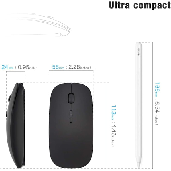 Trådløs Bluetooth-mus kompatibel med bærbar computer / Macbook / iPad