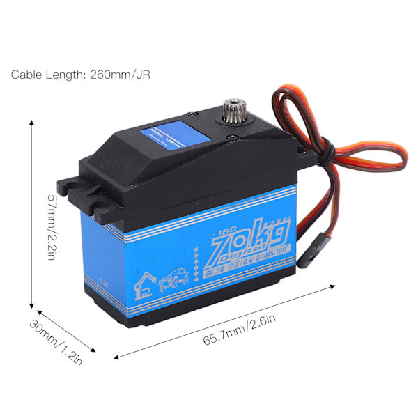 SPT70HV 70kg Metal Gear Angle 180° High Speed Large Torque Digital Servo for RC Car Robot