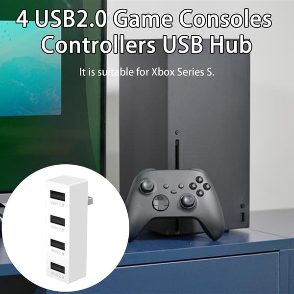 Sinknap Udvidelsesdock 4-i-1 Lav Latency Anti-Interference 4 USB2.0 Spilkonsoller Controllers USB Hub Til Xbox Series S White