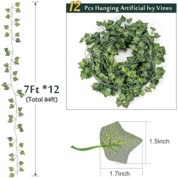 Konstgjorda växter ljusslingor 84ft 12-pack
