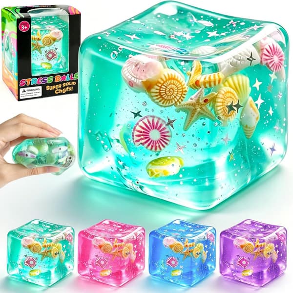 Ocean Shell Squishy Cube Stress Relief Sensorisk Fidget Klämleksak Green