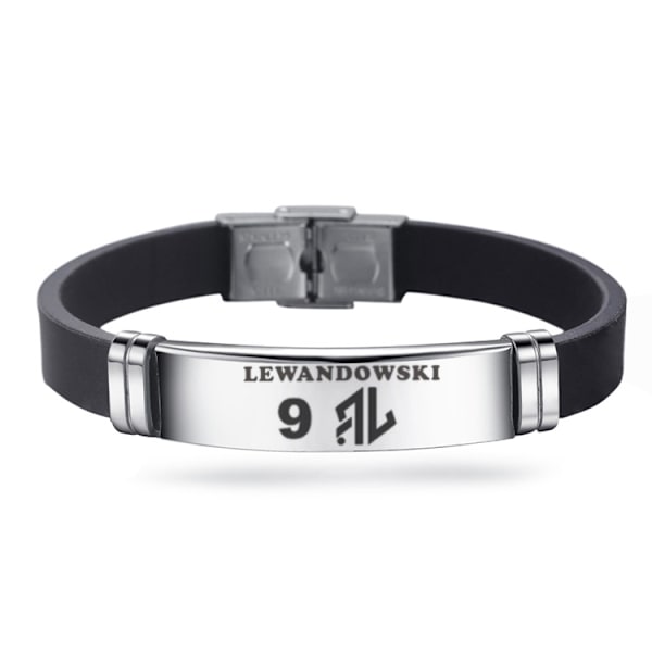 Fodboldklub Sport Rustfrit Stål Silikon Armbånd Justerbart Armbånd*2- Perf Robert Lewandowski