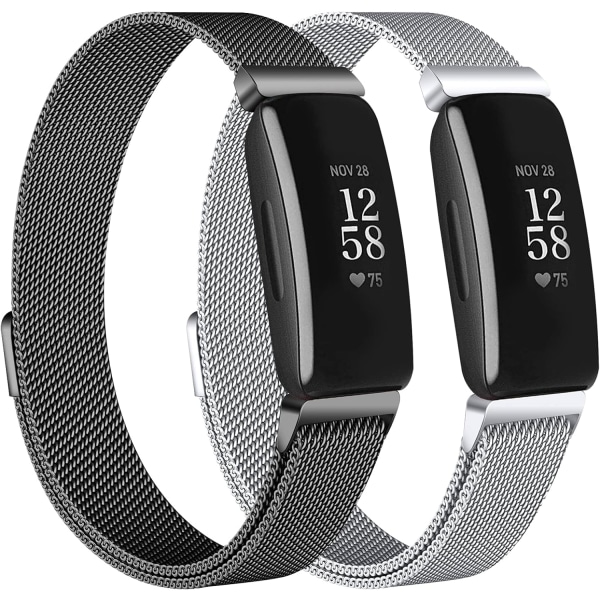 2-pakning silikonarmbånd for Fitbit Inspire 2/ Inspire HR/ Inspire, erstatningsbånd