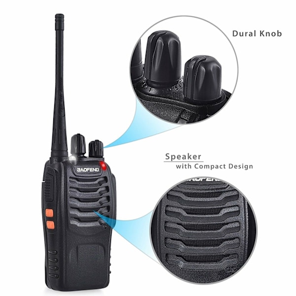 2x Baofeng BF-888S 400-470MHz Walkie Talkie Langdistanse Toveis Radio + Ørepropp