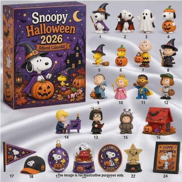 Snoopy Halloween Adventskalender 2026, Akryl 24-dagers Nedtelling Blindboks Dekor