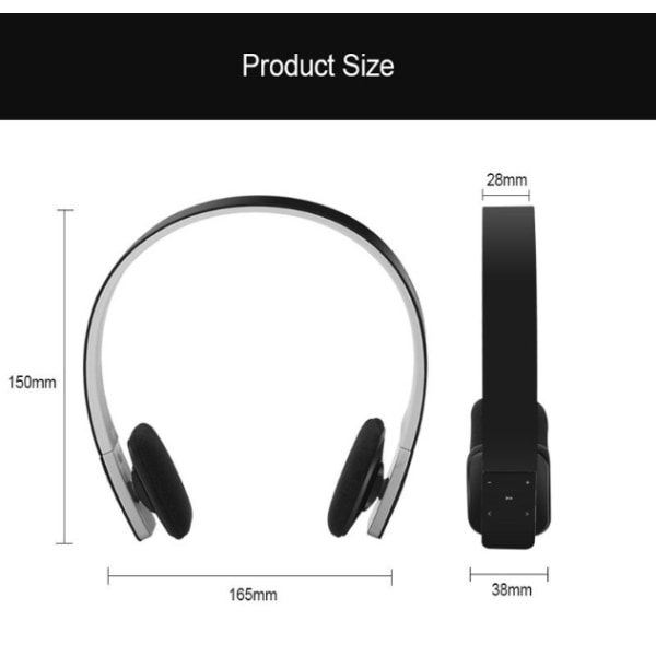 Langattomat kuulokkeet Ladattavat Over Ear Langattomat Bluetooth-kuulokkeet Black