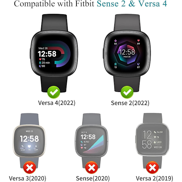 5-pack kotelo yhteensopiva Fitbit Versa 4/ Sense 2:n kanssa, pehmeä Tpu-puskuri Glitter Diamonds -kuori