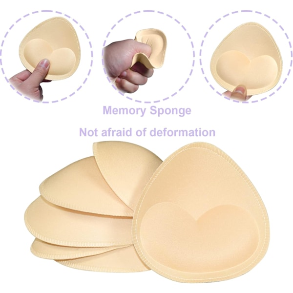 4 paria rintaliivien sisäpehmustetta, irrotettava urheilurintaliivin kuppikolmio Beige Beige C/D