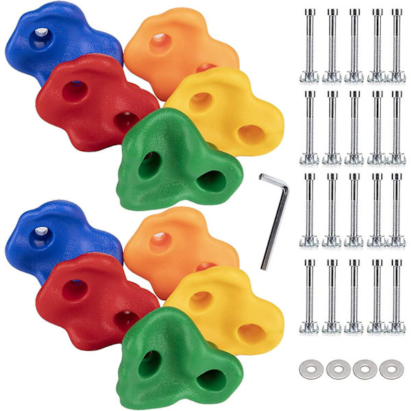 10-pack Klättergrepp för Barn, Monteringsfästen, Handtag med Utomhusinstallation, 5 Färger