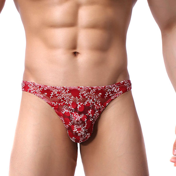 Sexiga trosor för män Andningsbar underkläder Blommiga underbyxor Transparenta shorts Trosor c c m