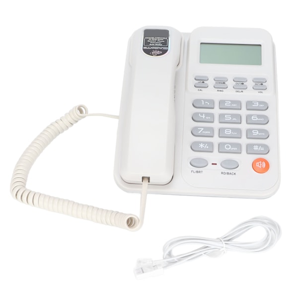 KXT2026CID kablet telefon FSK DTMF dobbelt system fasttelefon med anrops-ID for kontor (hvit)