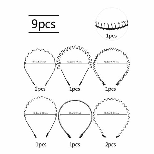 Pcs Unisex Hårband för Män Kvinnor Metall Hårband Fjäder Vågigt Hårband Sport Hår Båge Halkfri Hårkläder Hår Tillbehör (Svart) black