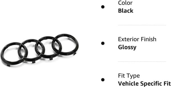 Audi-logo (285 mm) grillringer Black Edition-emblem