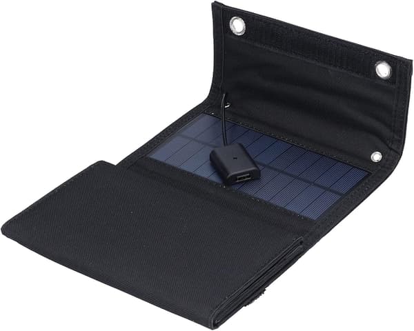 Foldbart solpanel 15W 5V USB Bærbar oplader med 5 paneler til powerbank, telefon, tablet, udendørs camping, vandreture, rejser, sort
