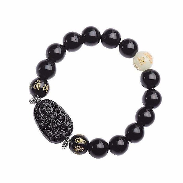 Svart stein charmsarmbånd runde Buddha-perler armbånd stjernetegn fødselsår smykker gave 12mm