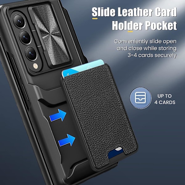 Fold 5 Etui, pungbeskyttelse etui til Samsung Galaxy Z Fold 5 med S Pen-holder og skydedæksel Black