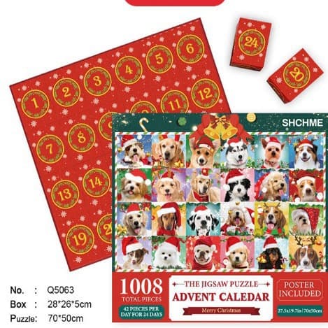 Julpussel, 1008 bitar Julkalender, pussel, 24 dagar Julhelg pussel A L