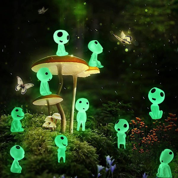 10 ST Luminous Ghost Tree Alves Miniatyrträdgårdstomte Lys i Mörker