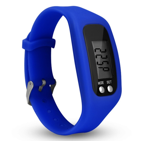 Klokke med LCD-skjerm, enkel betjening, treningsarmbånd for gange, digital skritteller Blue