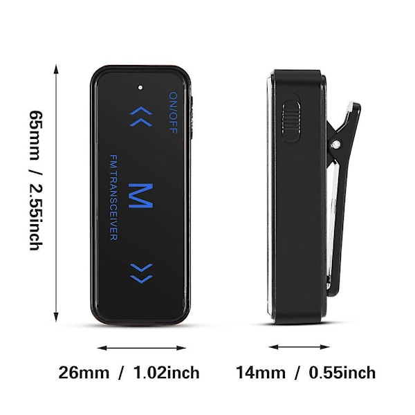Kit med 2x mini walkie talkie 2-veis FM radio transceiver + 2 hodetelefoner USB-lading
