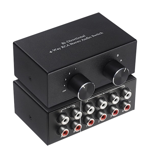 4-vejs Bi-direktionel RCA Stereo Audio Switch 2 ind 4 ud eller 4 ind 2 ud L/R Jack Audio Kanal RCA Audio Switcher Selector