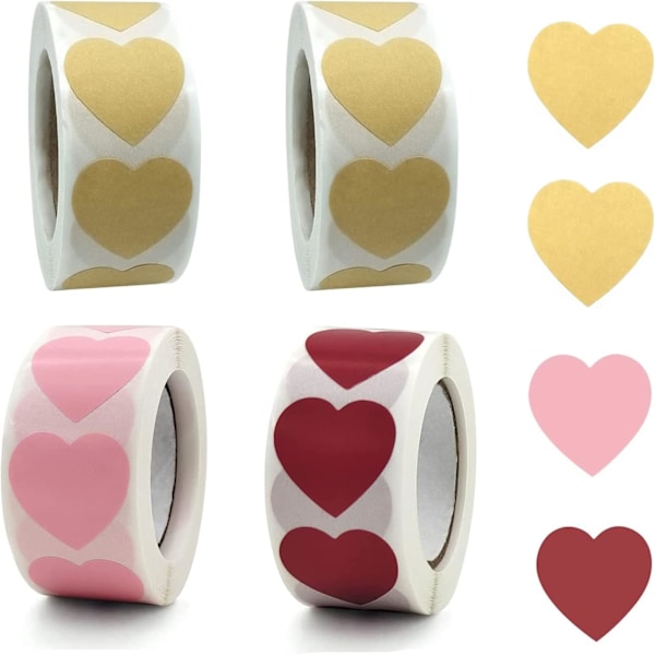 2000 beautiful self-adhesive heart stickers, heart stickers, self-adhesive heart-shaped stickers