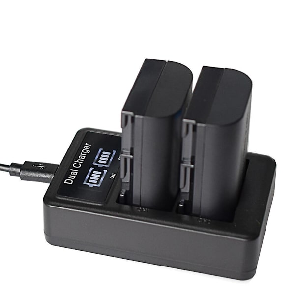 Lp-e6 batteri eller USB LCD-lader kompatibel med Canon EOS 5D Mark II III 6D 60D 60DA 70D 7D LCD USB DUAL charger
