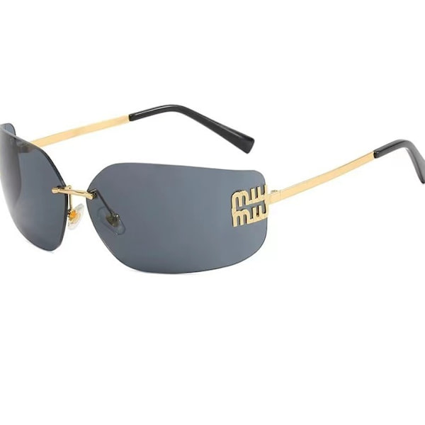 Futuriset Rimless Y2K Aurinkolasit Naisille Miehille Trendikäs Käärivä Kehys