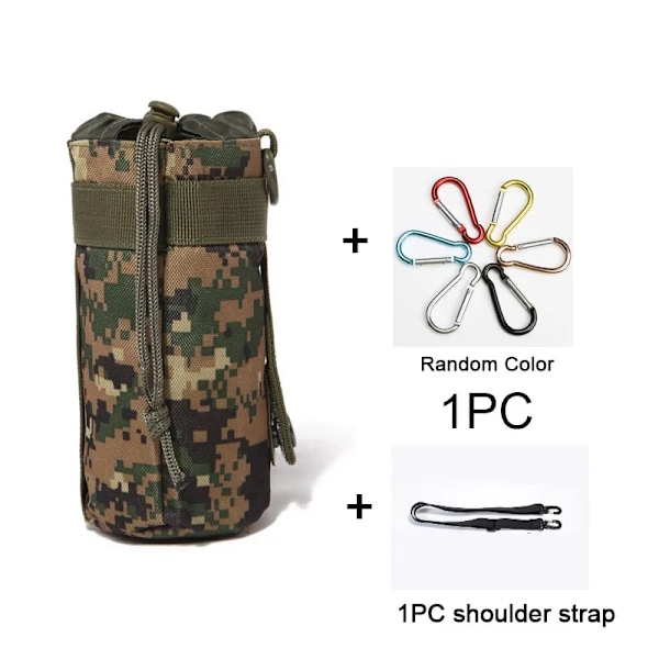 Taktisk Molle vannflaskepose Militær utendørs camping fotturer Snøring vannflaskeholder Multifunksjonell flaskepose Jungle with strap