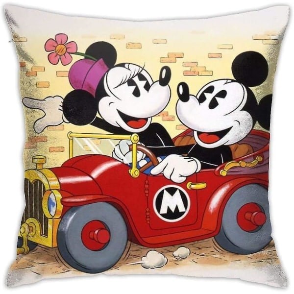 Pehmeä koristeellinen tyynyliina Mikki Hiiri neliön muotoinen tyynyliina Mukava päällinen Luxus päällinen sohvalle Sänky Tuoli Auto Koti sisustus. (18x18 tuumaa)