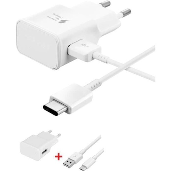 Oplader til SAMSUNG GALAXY A50 S10 S10e S10+ S8 S8+ S9+ USB Type C-kabel - TYPE C-OPLADER HVID-00 COSwk10299