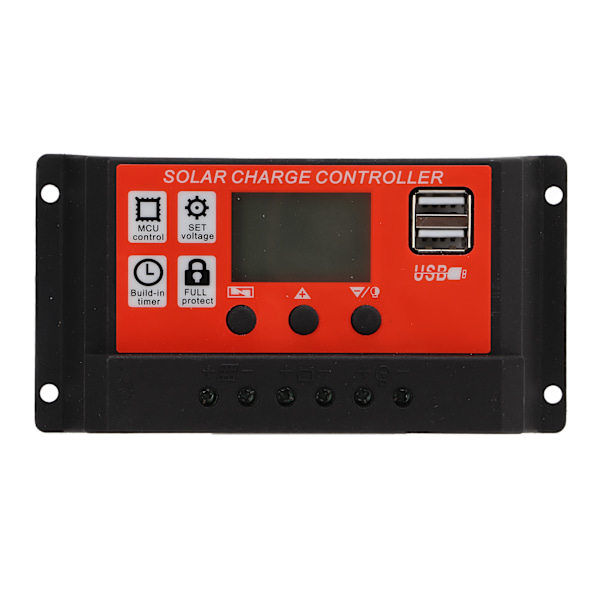 PWM Automatisk Solcelle Laderegulator LCD Display Dobbelt USB Solpanel Regulator 12V/24V70A .