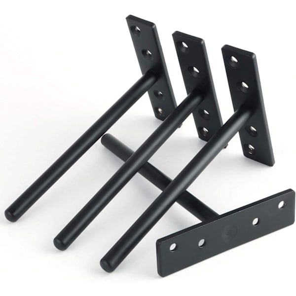 Näkymätön kelluva hyllyteline, näkymätön metallihylly, piilotettu hyllyteline, raskaskalustoiset piilotetut hyllytelineet, musta 20 cm, 2 kpl pcs