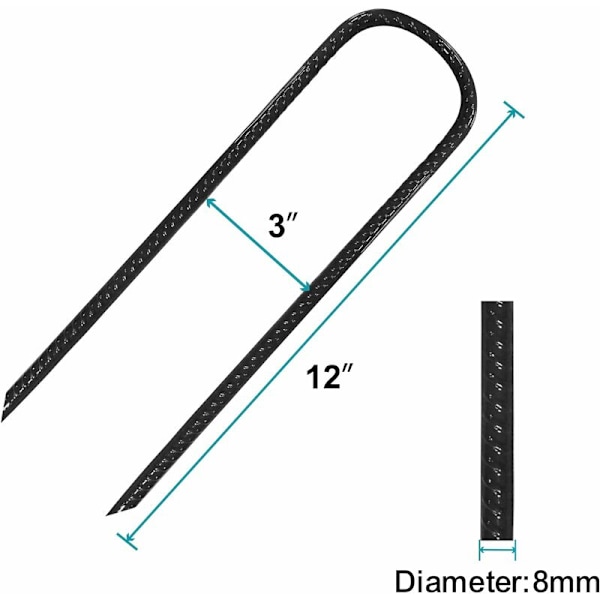 Galvaniserade stålfjädertrampolinkrokar med T-krokar, 8-pack (svart)