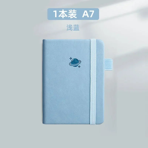 Mini A7 fickanteckning handgjord läder 100 ark anteckningsblock bärbar resekalender planerare schema Kawaii skola kontorsmaterial ljusblå light blue A7