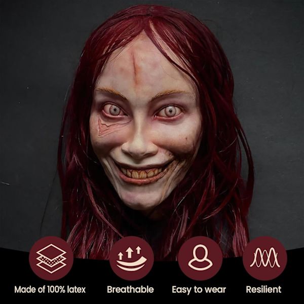 Movehii Halloween Latex-naamio, realistisen pelottavat Halloween-asuvarusteet Halloween-juhliin, karnevaaliin ja cosplay-rekvisiitaksi