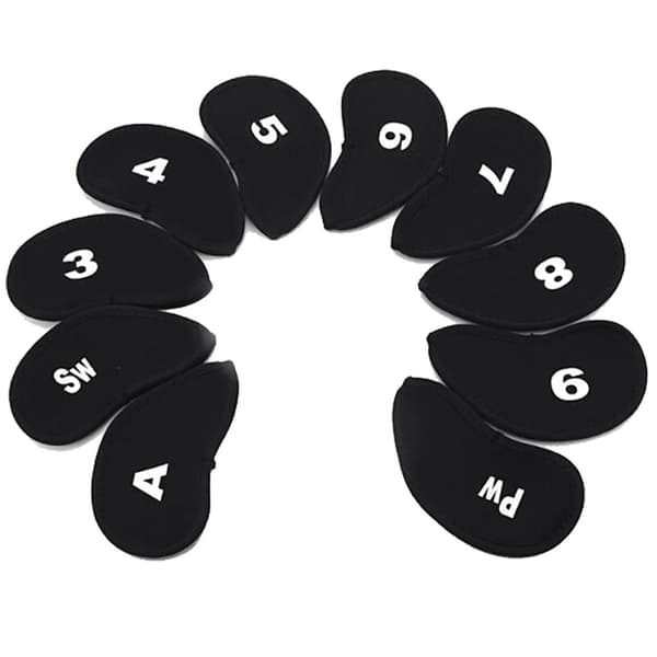 Headcovers til jern - Sæt med 10 stk. {bt} Svart black