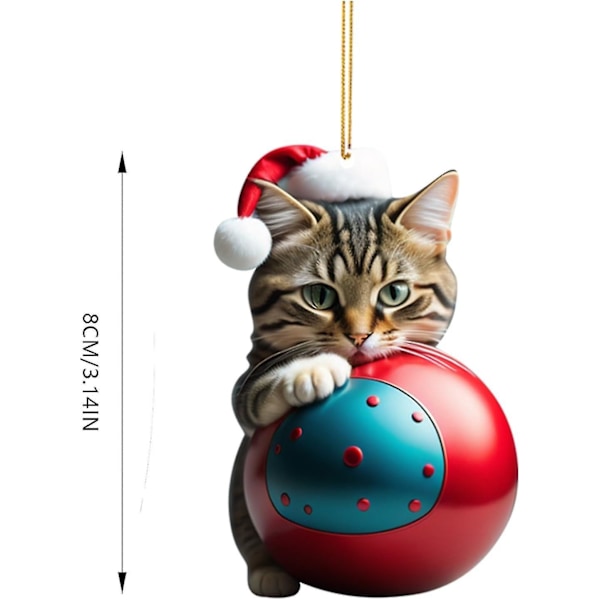 Julekatt-anheng, 10 stk 2D akryl julekatt hengende dekor akryl juletrepynt julegave