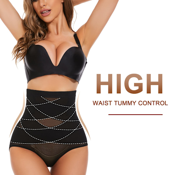 Højtaljede Tummy Control Trusser, Højtaljede Shapewear til Kvinder Tummy Control, Komfortable Body Shaper Trusser, S, Sort Sort black S