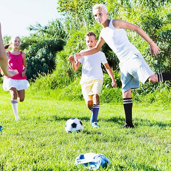 Børnefodboldstrømper, 3 par lange børnefodboldstrømper, åndbare fodbold/basketball/hockeystrømper til drenge, piger, teenagere
