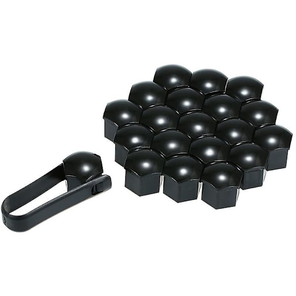 20 stk Universal 21mm hjulmutterbeskytter Plating Lug Nut Caps Skruer Beskyttelse Svart
